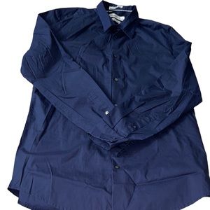 Calvin Klein Navy Blue Button Down Top, Size Medium